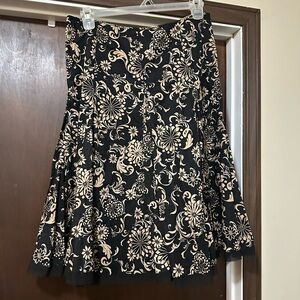 Elegant Black and Cream Floral Skirt. Side zipper. Lined. MUST BE BUNDLED